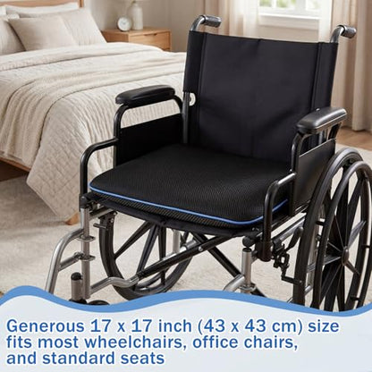 Novabright Cooling Seat Cushion with Fan for Wheelchairs, USB-Powered Fan Cushion, 17"x17", Adjustable Airflow for Long Sitting, Breathable & Comfortable, for Office Chair, Car Seat & Gaming Chair