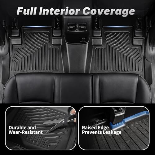 OEDRO Floor Mats Cargo Liner with 3rd Backrest Mats Fit for 2013-2024 Toyota 4Runner 7-Seater, Custom Fit TPE All Weather Floor Liners Trunk Mat for 4Runner Accessories, Car Mat Full Set, Black - style: 13-24 4Runner Full Set W/ Backrest Mat 7 Seats