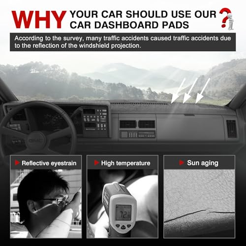 Autorder Gray Dashboard Cover Mat for 1988-1994 Chevy Chevrolet Silverado/GMC Sierra C/K 1500 2500 3500 Pickup Truck/1992-1994 GMC Yukon/Chevy Blazer Suburban Accessories Dash Cover Polyester Dash Mat - size: Gray 1988-1994 Silverado