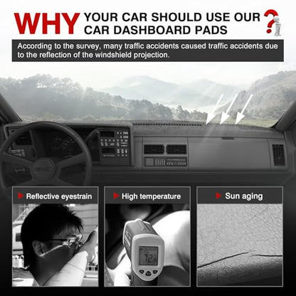 Autorder Gray Dashboard Cover Mat for 1988-1994 Chevy Chevrolet Silverado/GMC Sierra C/K 1500 2500 3500 Pickup Truck/1992-1994 GMC Yukon/Chevy Blazer Suburban Accessories Dash Cover Polyester Dash Mat - size: Gray 1988-1994 Silverado