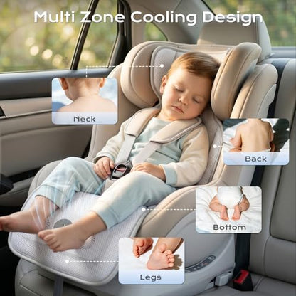 Stroller Cooling Pad with Fan for Baby, 10000mA Rechargeable Battery Baby Car Seat Cooling System for Backseat, Max 10H Ventilation 3 Speeds Cooling Mat Liner for Toddler Boys Summer Essentials - color: Gray