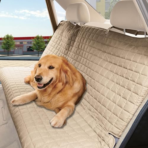 Elegant Comfort Premium Pet Car Seat Cover for Back Seat, Luxury Microfiber Car Seat Protector, Heavy Duty and Durable, Non-Slip and Waterproof Car Seat Cover for Trucks, Cars, and SUVs, Cream - color: Cream, size: Rear Bench Seat