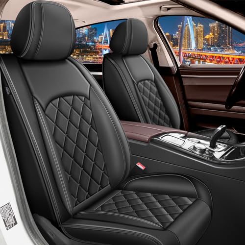 Car Seat Cover Fit for Ford Focus 2009-2018 Full Set Seat Covers Waterproof Faux Leather Seat Covers Cushion Protector Black - color: 088 Black, size: 17-Focus-5 seat covers full set