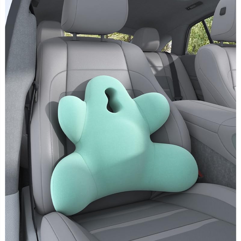 Lumbar Support Pillow for Office Chair, Back Pillow Lumbar Support for Car, Chair, Sofa - Improve Lower Back Pain Relief & Sitting Posture, Memory Foam Back Cushion for Long Sitting (Green)