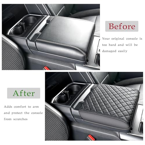 F150 Center Console Cover (Work Surface Console Only), Custom Fit for 2026 2025 2024 2023 2022 2021 Ford F150, Anti-Scratch Faux Leather Armrest Cover for car, Middle Interior Accessories - size: Work Surface Console 2021-2025 F150
