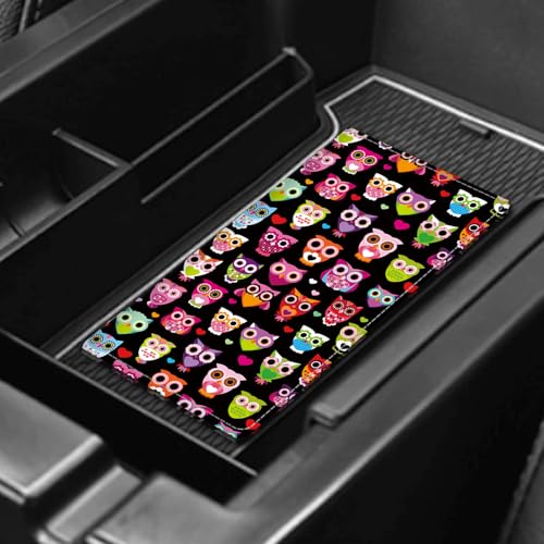 Leather Car Registration and Insurance Card Holder, Cute Car Accessories Vehicle Glove Box Car Organizer for Documents, Cards, License Cute Colorful Owls - color: Cute Colorful Owls