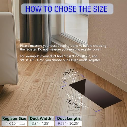 4x10 Vent Cover, Floor Vent Cover, Srews Included, Air Vents, All Steel Heavy Duty Floor Register, Easy Adjustable Air Supply Lever, or Wall Vents (4" x10" Black, 6Pack) - color: 4 x10 Black, 6Pack
