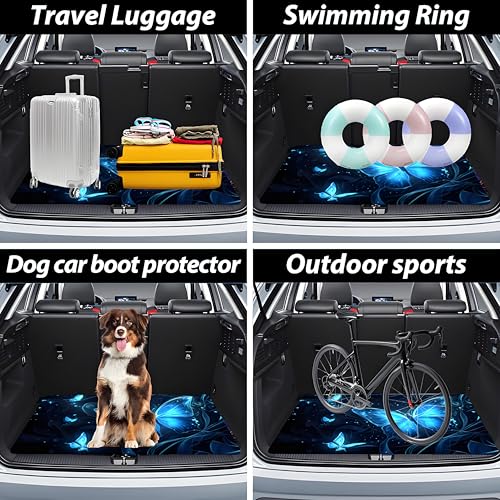 Universal Car Trunk Mat, All Weather Trunk Protection Cargo Liner, Stylish Vehicle Interior Accessories, Durable Cargo Mat Rear Trunk Line Suitable for Most Car (Blue Butterfly Print, 29" x 39") - color: Blue Butterfly Print