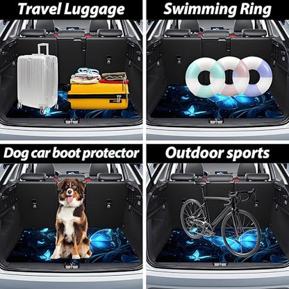 Universal Car Trunk Mat, All Weather Trunk Protection Cargo Liner, Stylish Vehicle Interior Accessories, Durable Cargo Mat Rear Trunk Line Suitable for Most Car (Blue Butterfly Print, 29" x 39") - color: Blue Butterfly Print