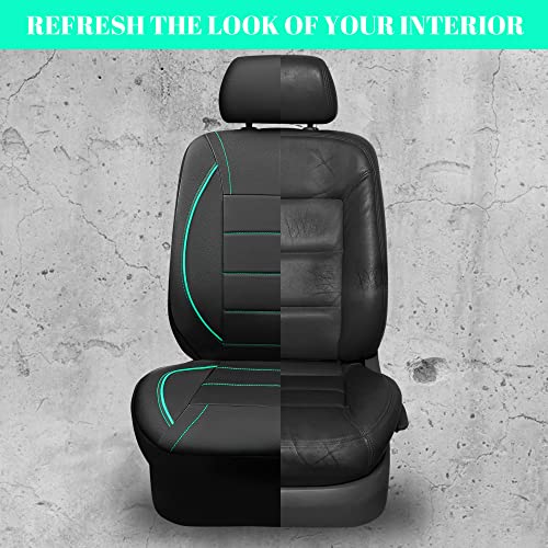 CAR PASS Universal FIT Piping Leather Car Seat Cover, for suvs,Van,Trucks,Airbag Compatible,Inside Zipper Design and Reserved Opening Holes (Full Set, Black and Mint) - color: Full Set Mint