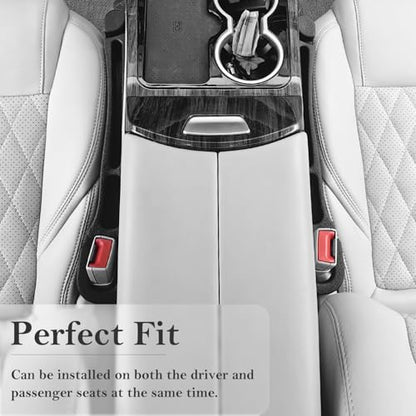 Car Seat Gap Filler 2 Pack with Organizer Hook & Emergency Glass Breaker Prevent Small Items & Tools from Falling Ultimate Seat Side Gap Fits Cars, SUVs, Trucks & Sedans - color: Black