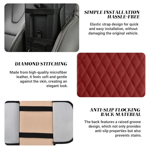 Car Center Console Cover, Upgraded Microfiber Car Armrest Cover Cushion, with 2 Storage Bags Scratch, Resistant Leather Cars Armrest Storage Box Universal Vehicles Accessories (Red) - color: Red
