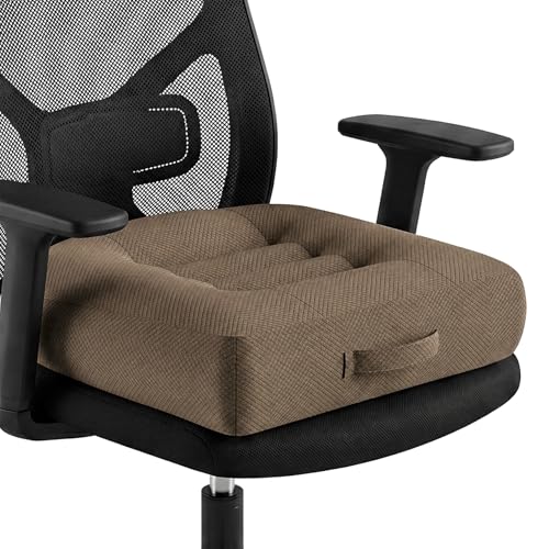 Car Booster Seat Cushion for Adults,Memory Foam Heightening Wedge Seat Pad,Elevated Chair Cushion to Improve Driving Vision(15.7×15.7×5.9inch,Brown)