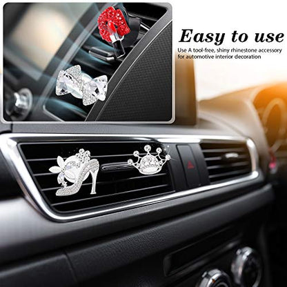 6 Pcs Car Vent Clips with Rhinestone, Bling Air Fresheners Vent Clips with Aromatic Soft Pad, Car Diffuser Accessories for Women, Automobile Air Conditioning Vents Decorations for Cars, Trucks, Suvs