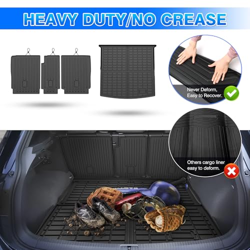Cartist Cargo Mat Fit for Volkswagen VW Tiguan 5 Passenger 2018-2024 Trunk Mat with Backrest Mat Accessories TPE All Weather Anti-Slip - size: 10)VW Tiguan 18-24