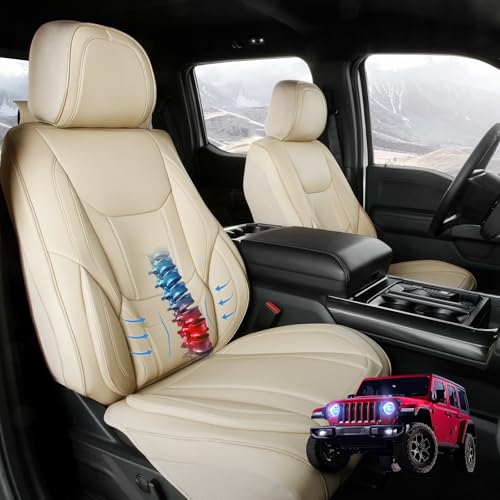 Coverland Custom Car Seat Covers Compatible with 2021-2024 Toyota Venza - Premium Leather Non-Slip Memory Foam Waterproof Seat Cover Custom fit Interior Protector [Front-Beige] - color: Beige, size: Front