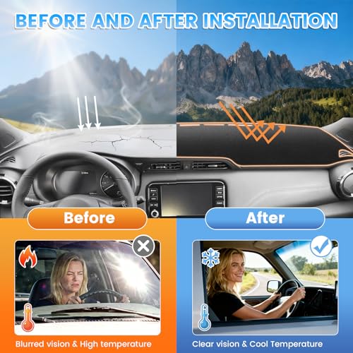 KUST Black Dash Cover Compatible with Nissan Kicks 2018-2024 Dashboard Cover Accessories for Kicks Non-Slip Polyester Dashboard Mat Custom Fit Center Console Sunshield Protector No Glare - size: Kicks 18-24(Black)