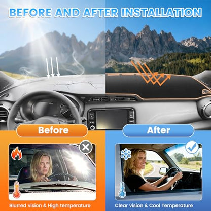 KUST Black Dash Cover Compatible with Nissan Kicks 2018-2024 Dashboard Cover Accessories for Kicks Non-Slip Polyester Dashboard Mat Custom Fit Center Console Sunshield Protector No Glare - size: Kicks 18-24(Black)