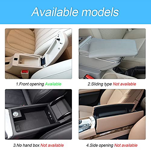 Car Leather Center Console Cushion Pad, 11.4"x7.4" Waterproof Armrest Seat Box Cover Fit for Cars, Vehicles, SUVs, Comfort, Car Interior Protection Accessories (Black/Red-2)