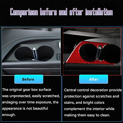 Custom Interior Accessories 1PCS for Chevrolet Camaro 2016 2017 2018 2019 2020 2021 2022 Red Carbon Fiber Center Console Cover Cup Holder Frame Panel Sticker Protection Decoration - size: Cup Holder cover