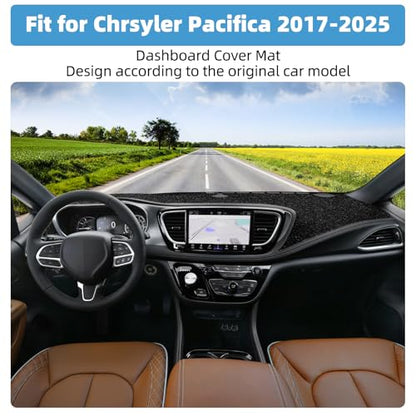 Dash Cover Mat for Chrsyler Pacifica 2017 2018 2019 2020 2021 2022 2023 2024 2025 Accessories Non-Slip Dashboard Cover Mat Sunshade UV Rays Protector Interior Accessories - size: Compatible with Pacifica 2017-2025
