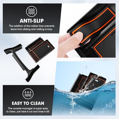 Autorder 2PCS Center Console Organizer for 2010-2024 Toyota 4Runner Accessories Armrest Storage Box Secondary Insert Tray Gear Shift Organizer Tray with Anti-Slip Mat - size: 2010-2024 Toyota 4Runner 2PCS