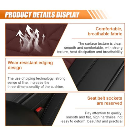 Luxury Faux Leather Car Seat Cover, Anti-Slip Waterproof Universal Front Bottom Seat Protector with Storage Pocket, Triangular Pattern Vehicle Seats Cushion for Sedans, SUVs, Trucks (Black&Red) - color: Black&Red