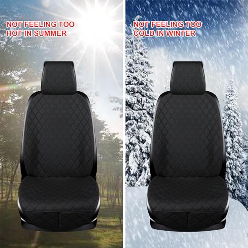ENOGE Linen Car Seat Covers Front Seat Covers Breathable Cloth Fabric Car Seat Protector Universal Fit Most Automotive, Van, SUV, Trucks (Black, 2 Front) - color: Linen-Black-2