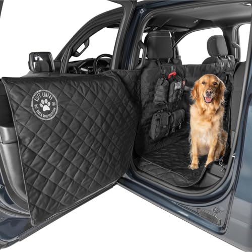 XL Floor Cover with Door Protection and Tactical MOLLE System - As Seen on Shark Tank - Fits Full-Size Crew Cab Trucks with Fold Up Seats, Waterproof & Machine Washable – XL Dog Hammock for Truck - color: Black, style: Molle System