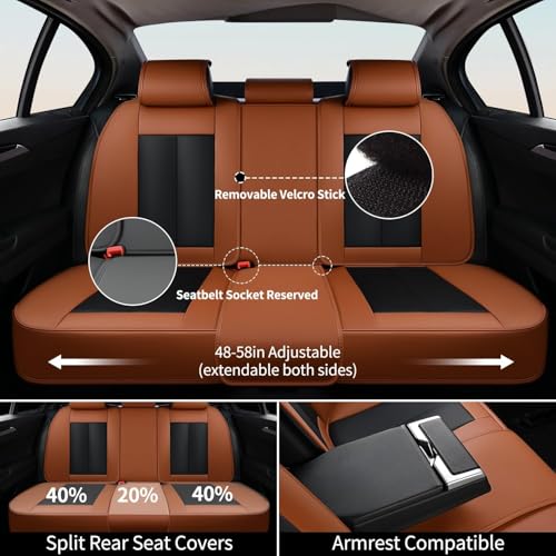 Car Seat Covers Front Set, Black Car Seat Cover, Breathable Premium Leather Seat Covers, Automotive Vehicle Seat Covers for Cars Trucks Vans SUVs Sedans (Brown&Black) - color: Brown&Black, size: Frontpair