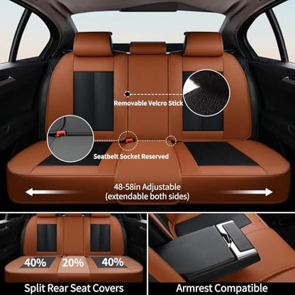 Car Seat Covers Front Set, Black Car Seat Cover, Breathable Premium Leather Seat Covers, Automotive Vehicle Seat Covers for Cars Trucks Vans SUVs Sedans (Brown&Black) - color: Brown&Black, size: Frontpair