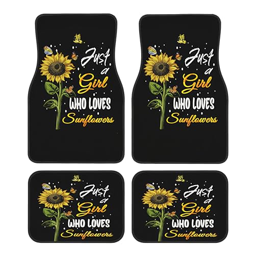 Universal Fit Car Floor Mats Set of 4Pcs, Sunflower Bouquets All-Weather Front Rear Car Carpet Mats, Non-Slip Car Floor Mat Car Accessories for Automotive Trucks SUV Sedans Vans - color: Sunflower Bouquets