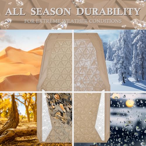 CAR PASS Bling Diamond Car Mats Rubber Floor Mats Full Set Anti-Slip 3D Rhombus Waterproof Trim to Fit Liner Universal Glitter Crystal Sparkly Shining Rhinestone Girl Women SUV Sedan Van, Beige Rubber - color: Beige Rubber
