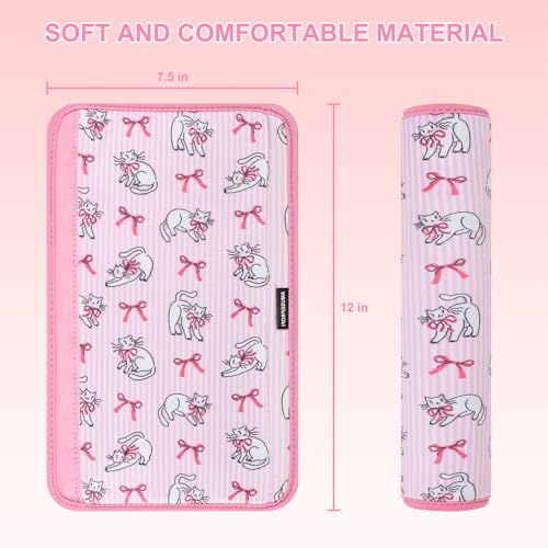 2 Pcs Plush Universal Seat Belt Cover Pad - 2-in-1 Soft Bag Handle Sleeve, Skin-Friendly & Breathable, Machine Washable, Cute Designs for Men Women Kids Car Accessories, Florals