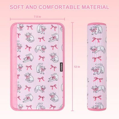 2 Pcs Plush Universal Seat Belt Cover Pad - 2-in-1 Soft Bag Handle Sleeve, Skin-Friendly & Breathable, Machine Washable, Cute Designs for Men Women Kids Car Accessories, Florals