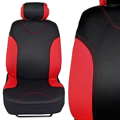 BDK Simply Covered – Accent Car Seat Covers & Steering Wheel Cover – Polyester Comfort Cloth (Red)
