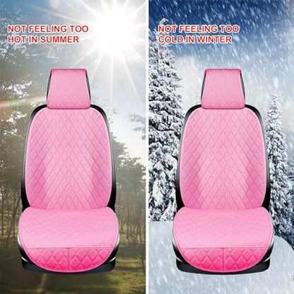 2PCS Linen Front Seat Covers for Cars Sideless Seat Covers Breathable Cloth Fabric Car Seat Protector Universal Fit Most Automotive, SUV, Trucks, Van(Pink) - color: LINEN PINK