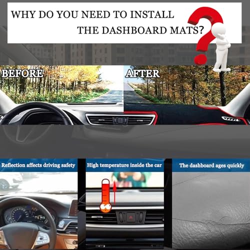 Blazeray Dashboard Cover Dash Cover Mat Pad Carpet Custom Fit for Honda Civic Coupe Sedan/Hatchback 2016 2017 2018 2019 2020 2021 Accessories Anti-Skid Center Console Protector Cover Mat(Black Edge)