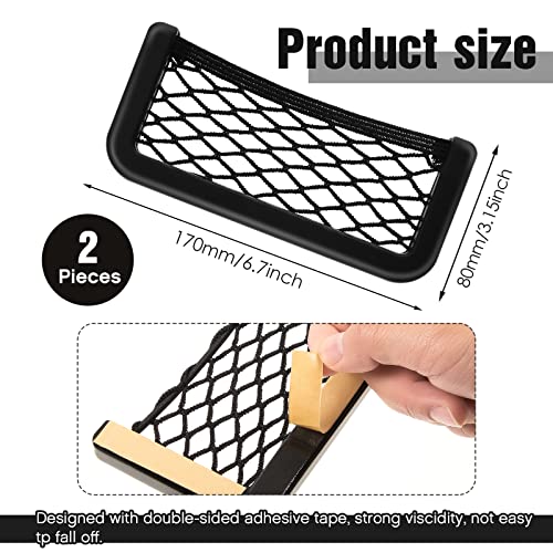 Frienda 2 Pcs Car Storage Net Bag, ABS Plastic Framed Mesh Net Holder, Phone & Cargo Organizer with Screws for Auto, Rv, Boat, Truck Pocket Storage (6.7 x 3.15 Inch)