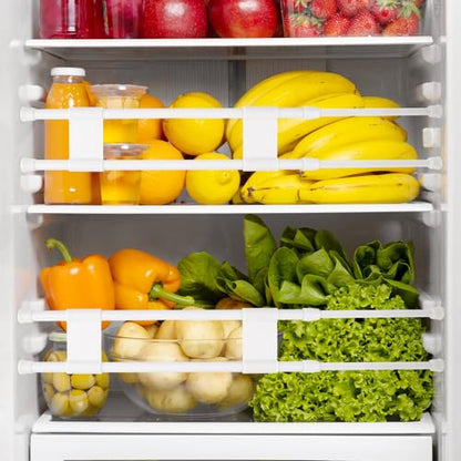 2 Sets Double RV Refrigerator Bars, RV Tension Rods with Adjustable Length - 15.7 to 27.6 Inches, White