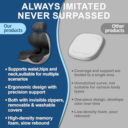 Truck Seat Cushion for Long Driving, Cushion for Car Seat Driver for Comfort, Made of Memory Foam, for Tailbone, Back, and Sciatica