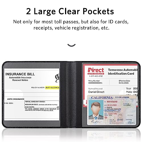 CoBak Car Registration and Insurance Holder - Men and Women Small Lightweight Vehicle Glove Box Car Organizer, Auto Truck Comparment Accessories Case for Essential Document, Driver License (Black)