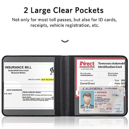 CoBak Car Registration and Insurance Holder - Men and Women Small Lightweight Vehicle Glove Box Car Organizer, Auto Truck Comparment Accessories Case for Essential Document, Driver License (Black)