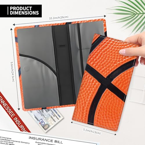 Leather Car Registration and Insurance Card Holder, Cute Car Accessories Vehicle Glove Box Car Organizer for Documents, Cards, License Funny Basketball Skin - color: Funny Basketball Skin