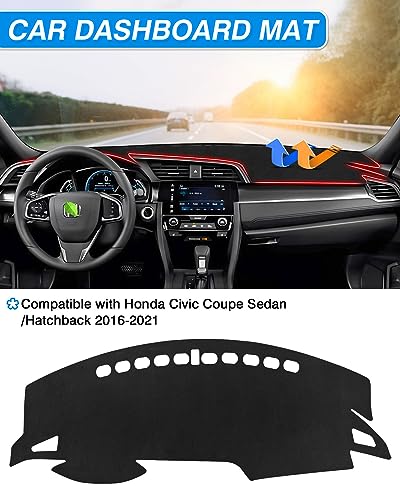 CARTIST Dash Cover Fits for Honda Civic Coupe Sedan/Hatchback 2016-2021 Dashboard Cover for Civic Accessories Non-Slip Dash Mat Carpet Anti-Glare Sunshade - size: Honda Civic Coupe Sedan/Hatchback 2016-2021