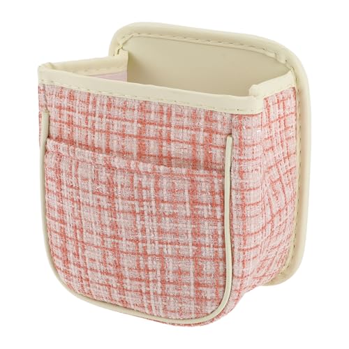 Car Trash Can Portable and Hanging 6.3" Length 3.9" Width 7.1" Height Trash Bin Fabric Pink 1 Pcs - color: Pink
