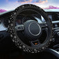 Swono Snowflakes Car Steering Wheel Covers Snowflakes On A Black Universal Fit 15 Inch Anti-Slip Steering Wheel Protector Cover Stretch-On Fabric Automotive Car SUV Sedans - color: multi-063