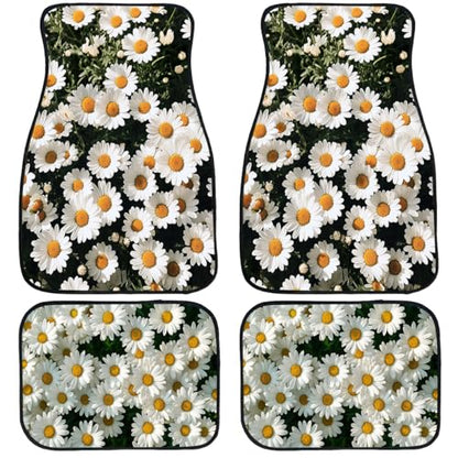 Daisy Car Floor Mats Set of 4 White Yellow Simple Background Fresh Carpet Front Rear Carpets Mat Non-Slip Auto Car Accessories Universal Fit for Car SUV Truck Van - color: Daisy