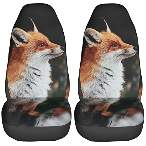 Dujiea Red Fox Car Front Seat Covers 2 Pcs Universal Auto Seat Covers Front Seats Only, Vehicle Bucket Seat Protectors Fit for Most Car SUV Sedan and Truck - color: Red Fox