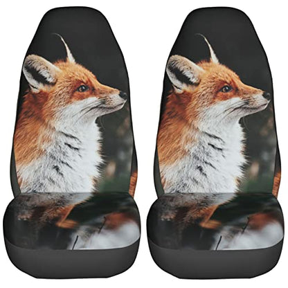 Dujiea Red Fox Car Front Seat Covers 2 Pcs Universal Auto Seat Covers Front Seats Only, Vehicle Bucket Seat Protectors Fit for Most Car SUV Sedan and Truck - color: Red Fox